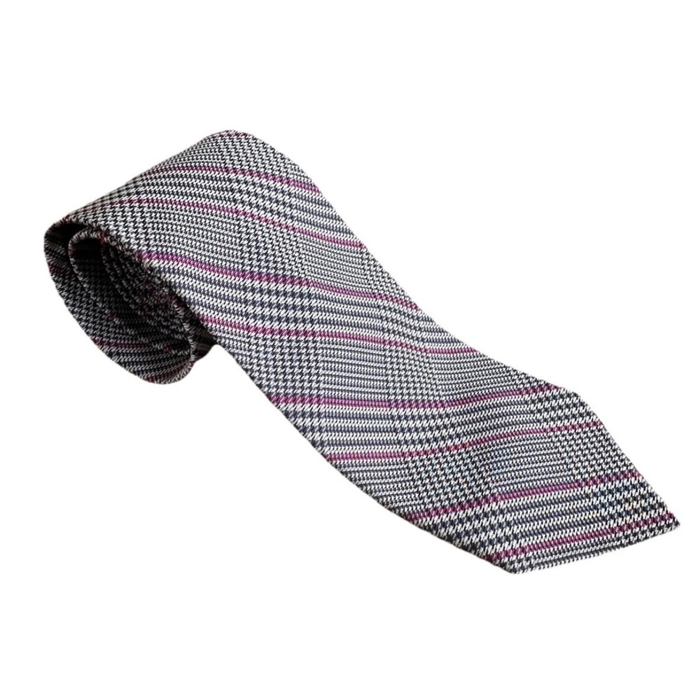 Brooks Brothers 346 Silk Tie Striped Check Glen Plaid Navy Purple